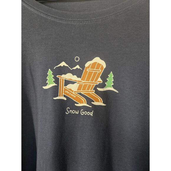 Life is Good Long Sleeve Crusher Tee Snow Good Adirondack Chair Women’s XL - Picture 3 of 8